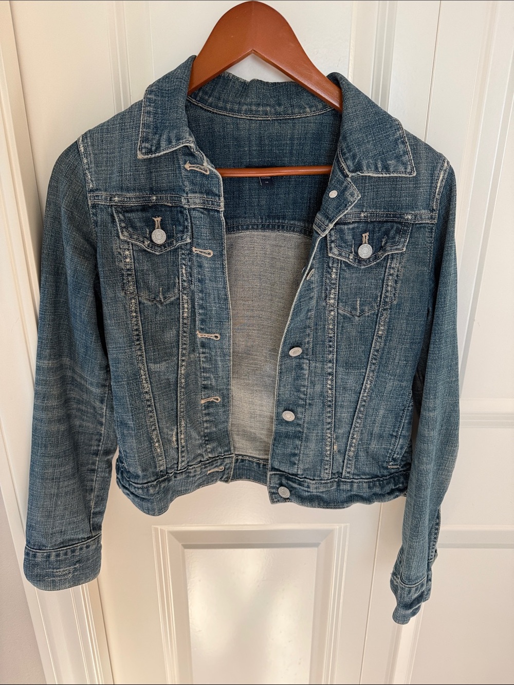 GAP Factory Classic Women's Denim Jacket - Distressed Blue